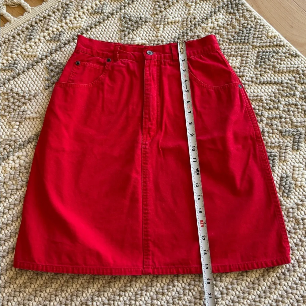 Vintage 90s Cherry Red Skirt Size 9/10 Summer Fisherman Core Coastal Retro